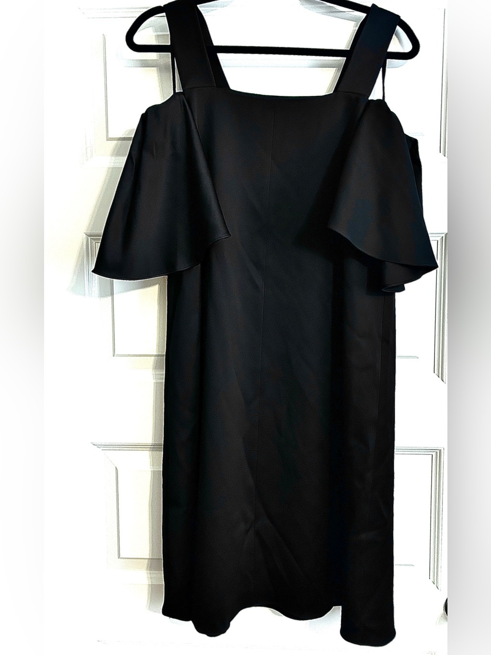 & OTHER STORIES Black Sateen Cold Shoulder Midi Dress 4 NWT - Picture 5 of 8
